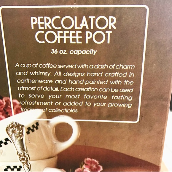 Vintage 1995 Cardinal Inc. Hand Painted Collectors Coffee Pot with Mini … - Picture 9 of 12